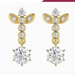 EMORI 18k (750) Yellow Gold Dazzling Descent Lab Grown Diamond Earrings for Women-image-89