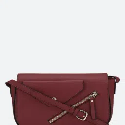 Allen Solly Maroon Solid Medium Sling Handbag-picture-24