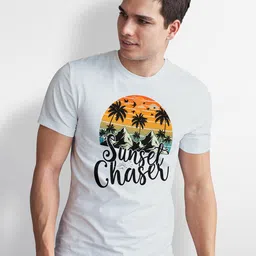 Seekbuylove Typography Printed Round Neck Short Sleeves Bio Finish Pure Cotton T-shirt image 3