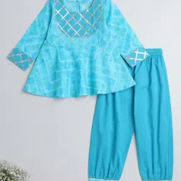 The Magic Wand Kids Blue Cotton Embroidered Full Sleeves Kurta Set-picture-16