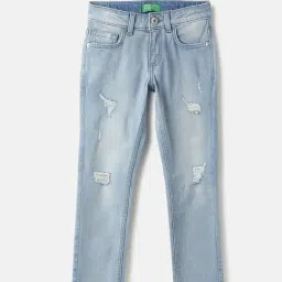United Colors of Benetton Girls Blue Cotton Blend Solid Jeans-picture-44