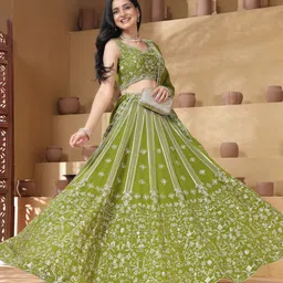 TIKODI Embellished Sequinned Semi-Stitched Lehenga & Unstitched Blouse With Dupatta-picture-19