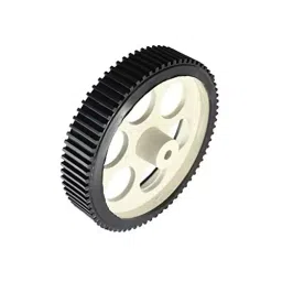 Invento ISC 228-2 Plastic Robotic Wheel Rubber White Tire Wheel 100mm x 20mm for Bo Dc Geared Motor image 1