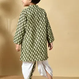 MoMaa Boys Textured Printed Cotton Kurta with Dhoti Pant image 4