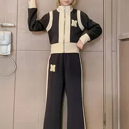 INCLUD Girls Colourblocked Zipper Jacket With Wide Leg Pants-picture-49