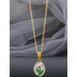 SZN Gold-Plated Circular Shaped Enamelled Pendant With Chain image 3