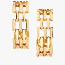 Kazo Gold-Plated Contemporary Radiant Grid Hoop Earrings-picture-20