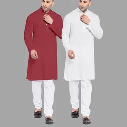 VS MALL White Cotton Blend Kurta Sets-picture-13