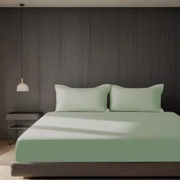 SANSAAR A D'DECOR BRAND LIVE CONSCIOUSLY Desert Sage 1 Bedsheet with 2 Pillow Covers (King)-picture-28