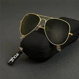 Irayz Unisex Green Lens & Gold-Toned Aviator Sunglasses with-picture-28