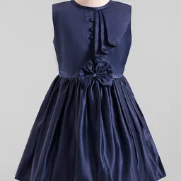 Twetoons Woven Sleeveless Frock with Floral Applique - Navy Blue-picture-19