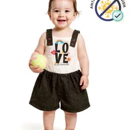 COCOON ORGANICS 100% Cotton Knit Sleeveless Love Text Printed Jumpsuit - Anthra Melange & White-picture-17