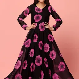 Sangria Kids- Girls Floral Printed Fit & Flare Ethnic Dresses-picture-28