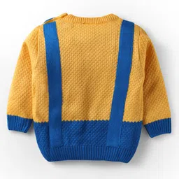 Babyhug Knit Full Sleeves Pullover Sweater With Bow Applique - Yellow image 2