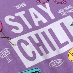 Tango Fleece Knit Full Sleeves Sweatshirt with Text Print - Lilac image 3