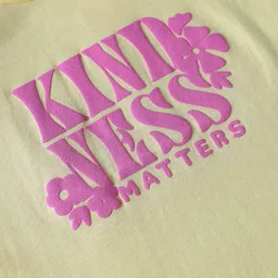 Pink Rabbit Single Jersey Knit Half Sleeves T-Shirt with Text Print - Yellow image 3