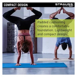 Strauss Anti Skid EVA Yoga Mat with Carry Bag 4 mm - Blue image 4