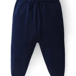 Babyhug Knitted Full Sleeves Striped Hooded Front Open Sweater Set - Navy Blue Grey & Orange image 4