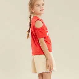 Kookie Kids Half Sleeves Tee Queen Print - Red image 5