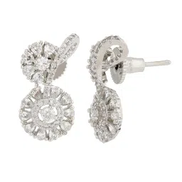 Voylla Silver Sparkling Elegance Divyana Twin American Diamond Stud Earrings image 3