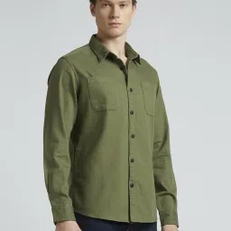Pepe Jeans Olive Cotton Regular Fit Shirt image 3