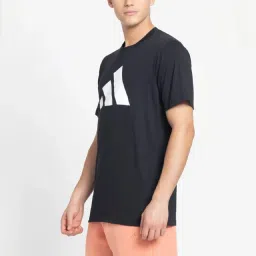 Adidas Black Regular Fit Logo Printed Sports T-Shirt image 3