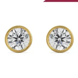 EMORI 14k (585) Yellow Gold 1 CT Classic Bezel Solitaire Lab Grown Diamond Studs for Women-picture-17