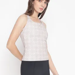 Guess Beige Printed Scoop Neck Sleeveless Top image 3