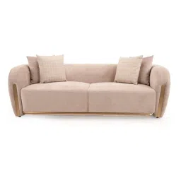 Durian Modern Ashen Fabric 3 Seater Sofas with 4 Throws Cushions image 3