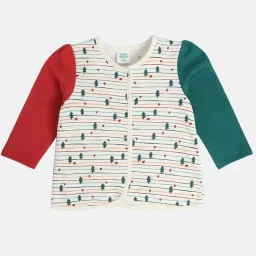 MINIKLUB Girls Multicolor Cotton Printed Full Sleeves Front Open Vest image 3