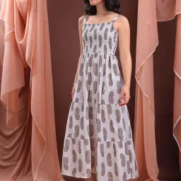 Purvaja White Regular Fit Printed Dress image 3