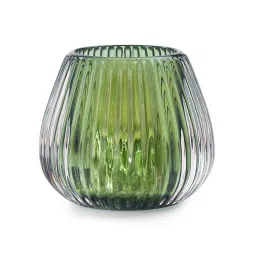 Pure Home and Living Green Glass Ribbed Tealight Holder image 3