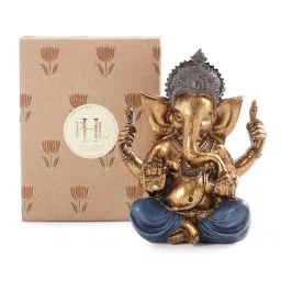 Pure Home and Living Blue & Gold Polyester Antique Finish Ganesha Figurine image 3