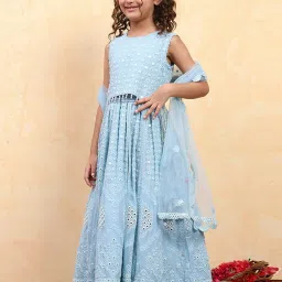 BIBA Girls Blue Embroidery Lehenga Set image 3