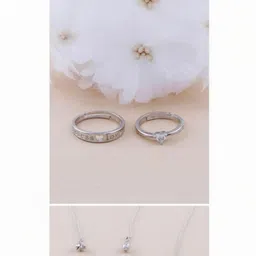 Teeragaj Set Of 2 Stainless Steel Stones Studded Couple Adjustable Finger Rings-image-10