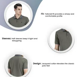Red Tape Green Regular Fit Self Pattern Polo T-Shirt image 3