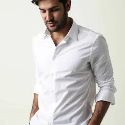 Rare Rabbit White Cotton Regular Fit Solid Shirt image 3