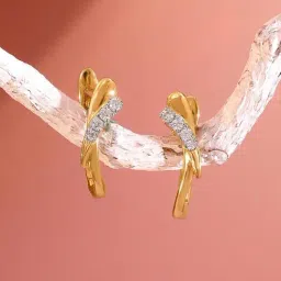 Mia by Tanishq 14k (585) Diamond Yellow Gold Earrings for Women image 2