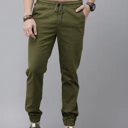 The Roadster Life Co. Men Solid Mid-Rise Jogger Trousers image 2