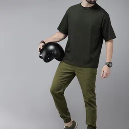 The Roadster Life Co. Men Solid Mid-Rise Jogger Trousers image 4