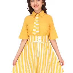 Cutecumber Kids Yellow Striped Dress-picture-37