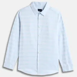 Allen Solly Boys Blue Cotton Striped Shirt-picture-40