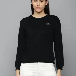 Allen Solly Black Cotton Logo Print Sweatshirt-image-4
