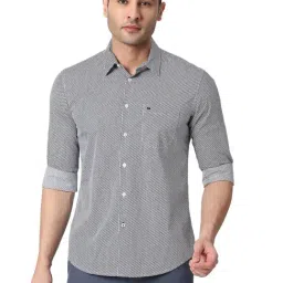 Basics Black Cotton Slim Fit Printed Shirt-image-21