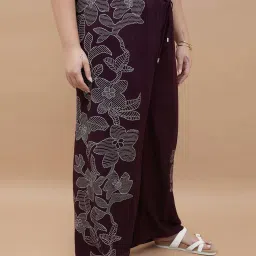 Nexus By Lifestyle Dark Wine Regular Fit Printed Plus Size Trousers image 3