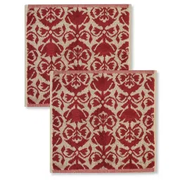 Fabindia Home Gadh Kamal Red Cotton 570 GSM Woven Towel - Set of 2 image 3