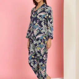 TAG 7 Navy Cotton Printed Shirt Pyjamas Set image 3