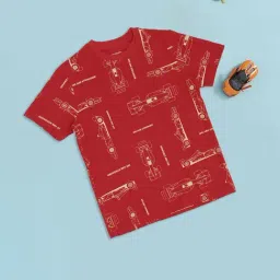 Pantaloons Junior Boys Fiery Red Printed T-Shirt-image-86