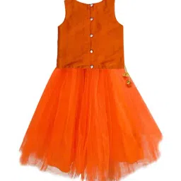 A.T.U.N. Orange & Black Embroidered Lehenga with Blouse & Dupatta image 2