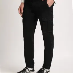 The Bear House Black Cotton Regular Fit Cargo Jeans image 3